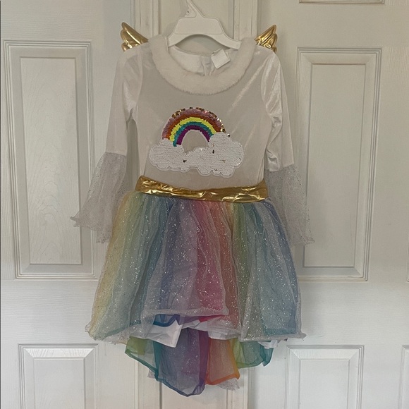 Rainbow Unicorn Kids Costume with Gold Accents - Picture 1 of 6